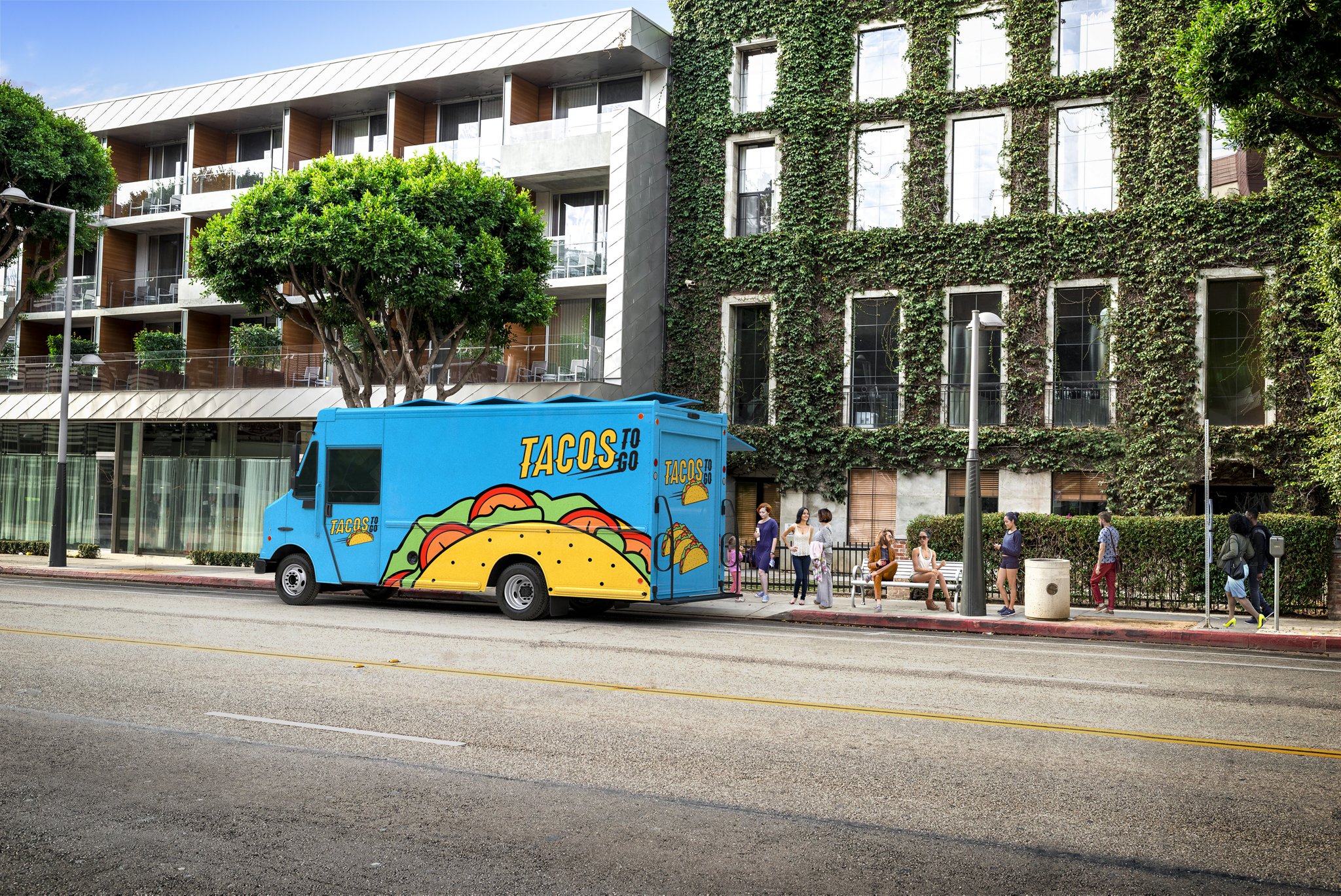 2024 Ford F-59 Stripped Chassis with food truck upfit parked beside a curb