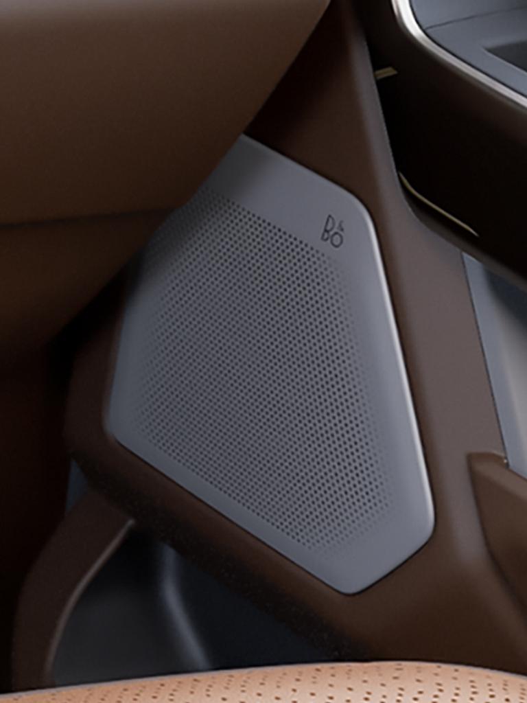 B&O® Unleashed Sound System built-in speaker in the door of a 2027 Ford Super Duty® F-450® King Ranch® model