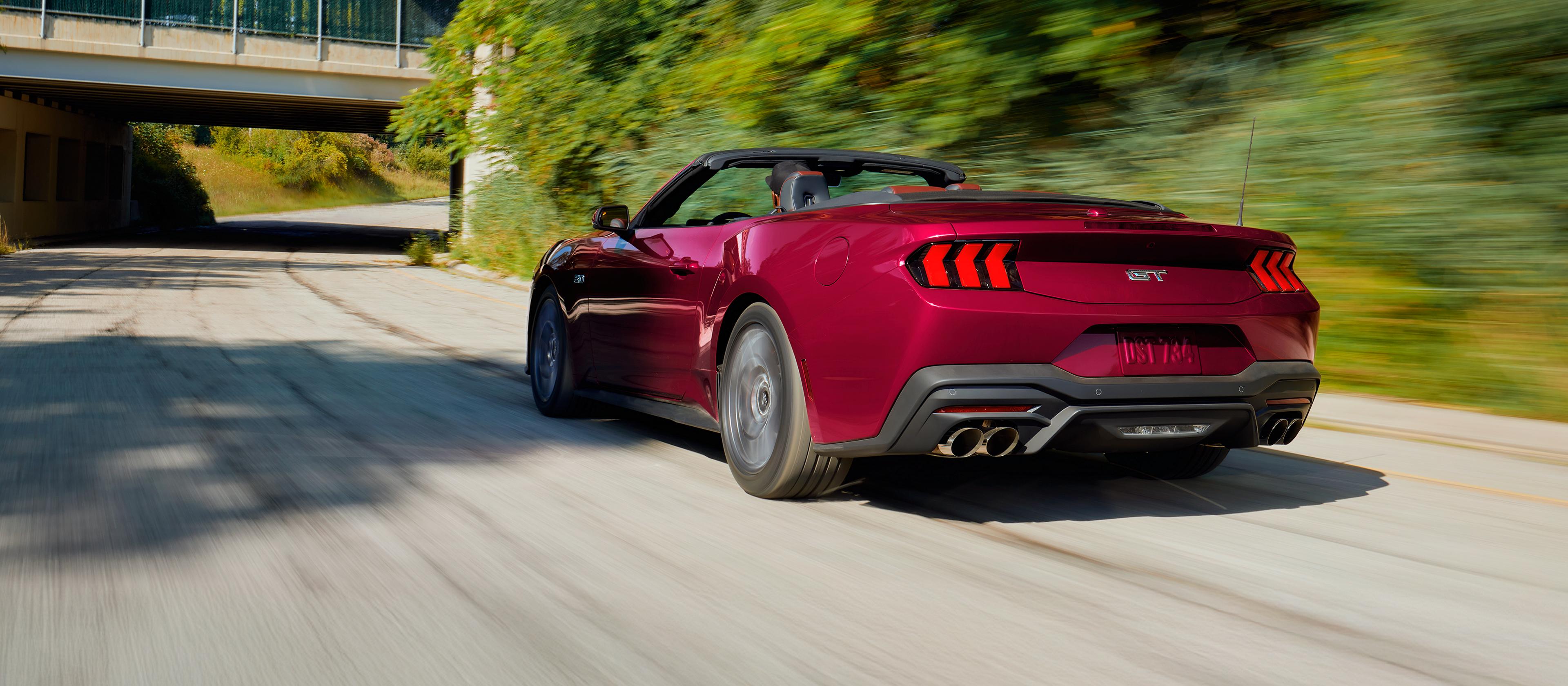 2026 Ford Mustang® GT Premium convertible being driven on a highway