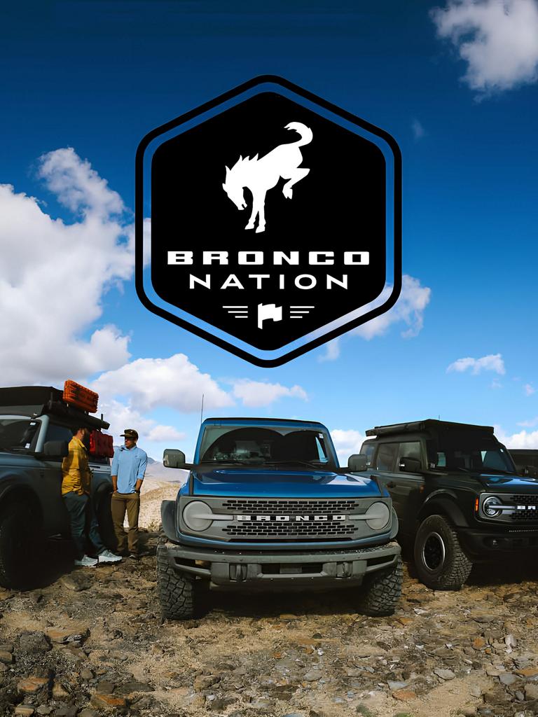 Three Ford Bronco® SUVs under the Bronco Nation logo