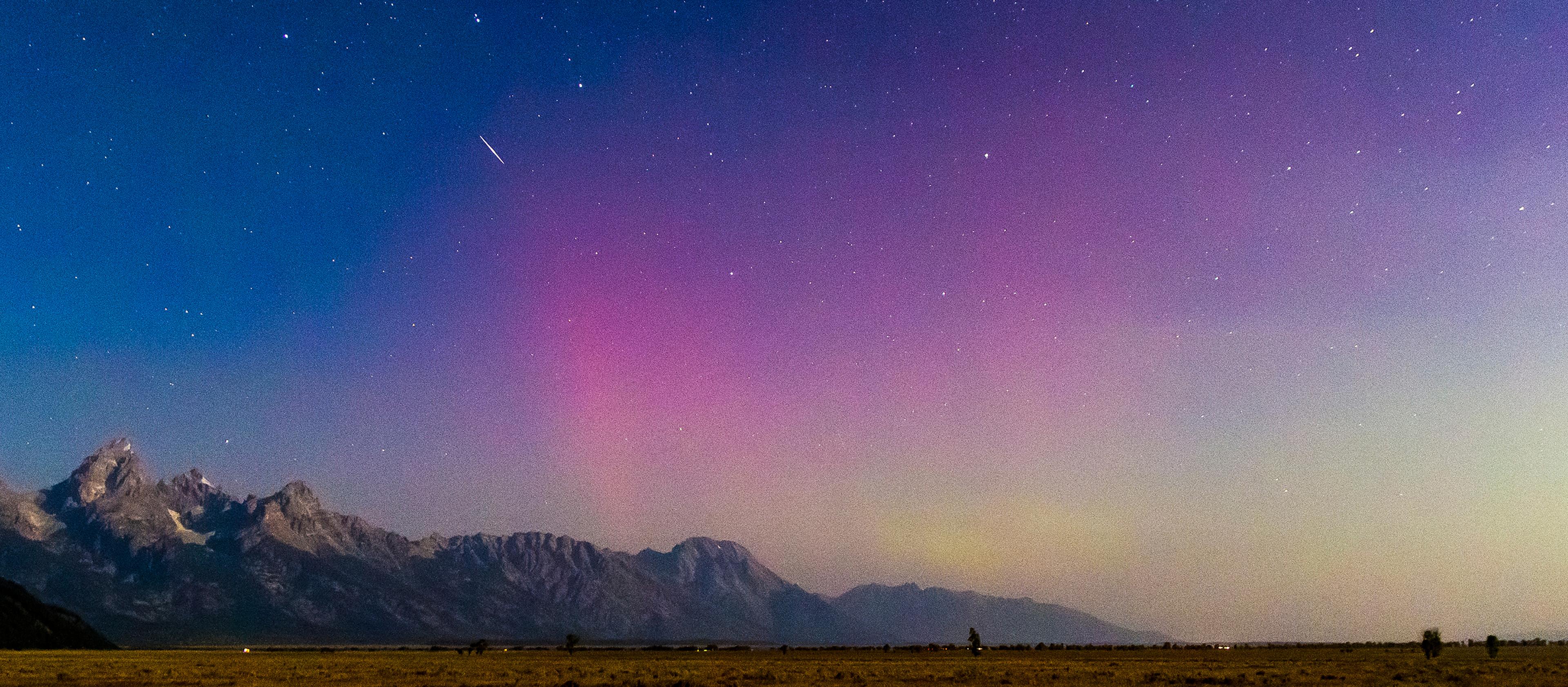 The Northern Lights fill the night sky