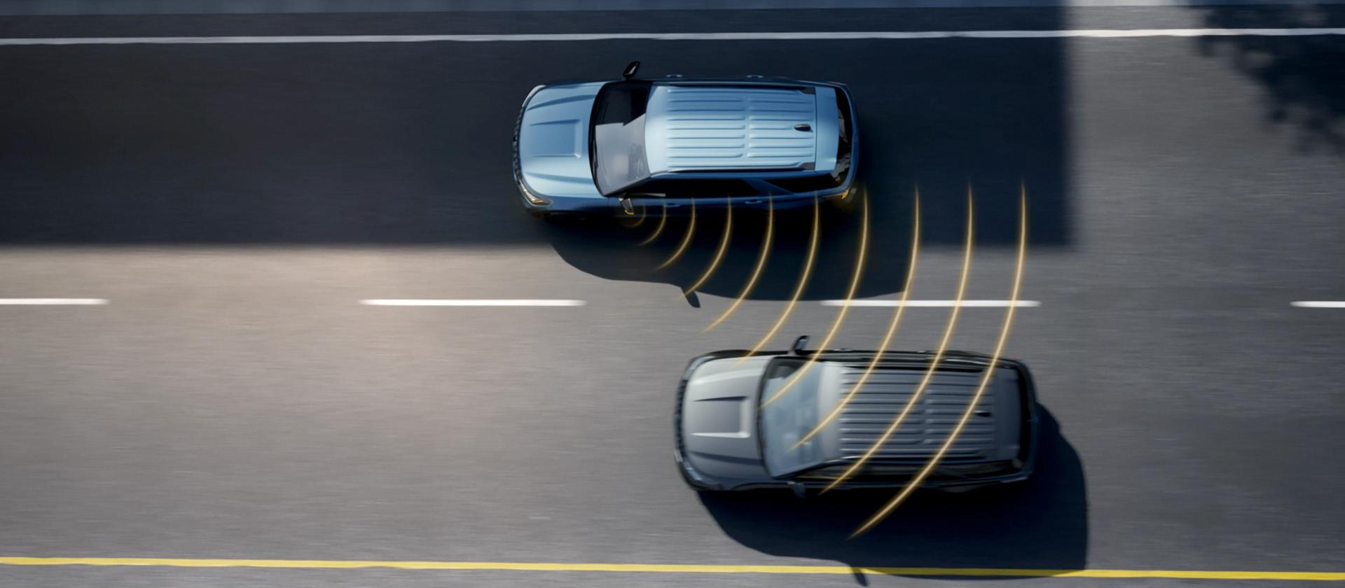 A photo illustration of sensor lines emitting from a 2026 Ford Explorer® SUV