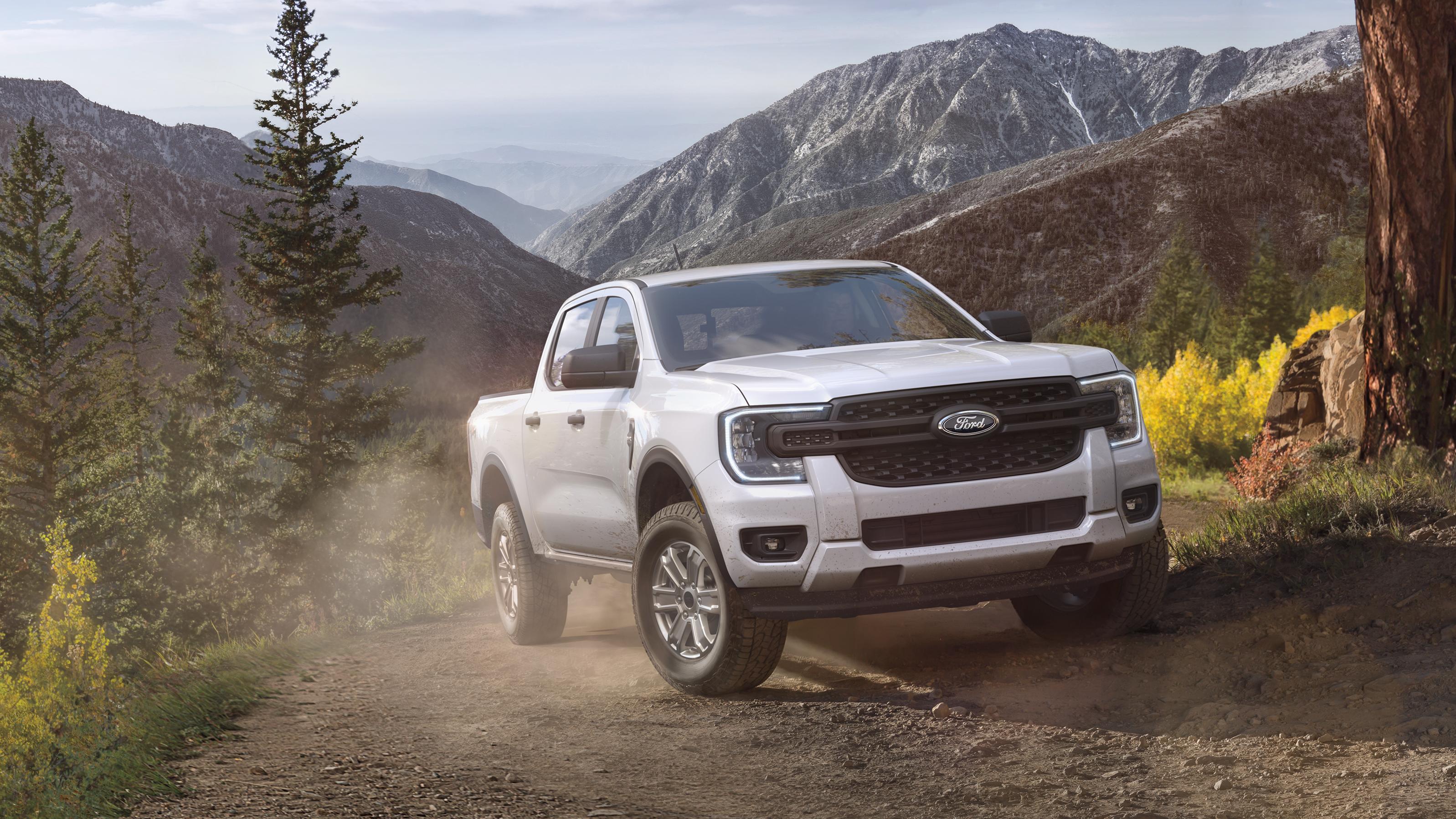 2025 Ford Ranger® truck being driven on a mountainous dirt road