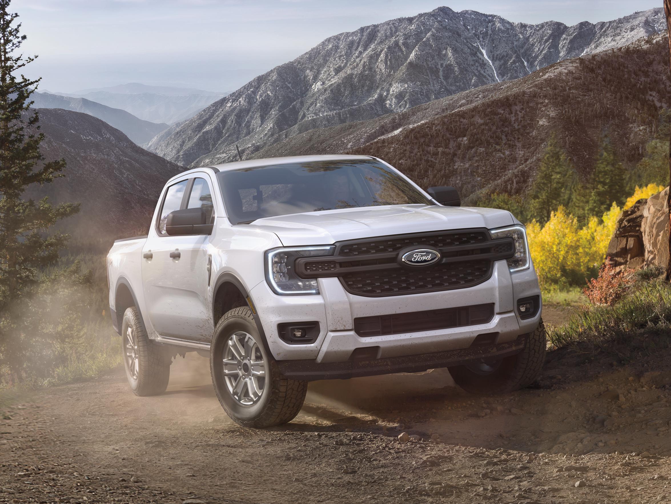 2025 Ford Ranger® truck being driven on a mountainous dirt road