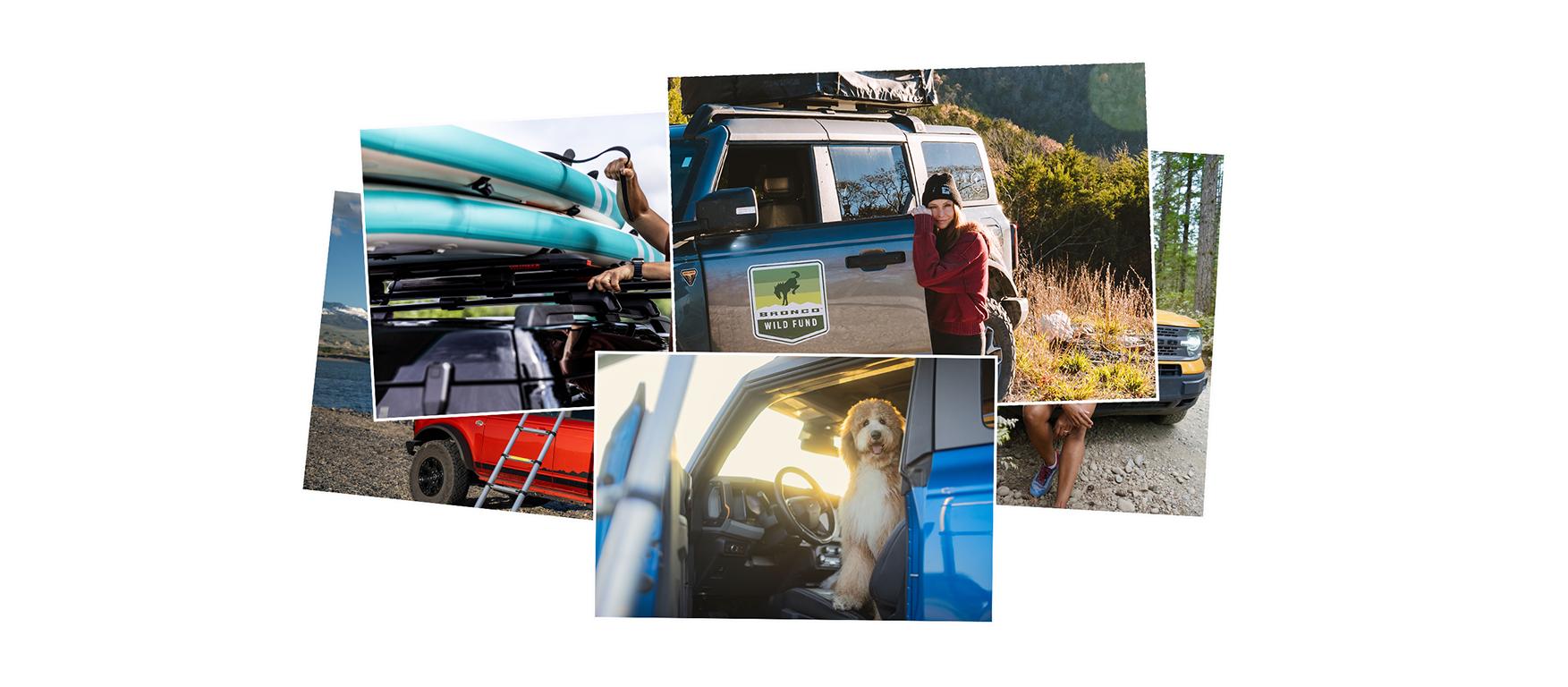 An array of photos showing Bronco® owners with their vehicles