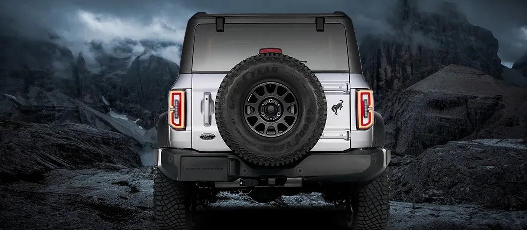 Liftgate of a Ford Bronco with the Dark Trail Black package