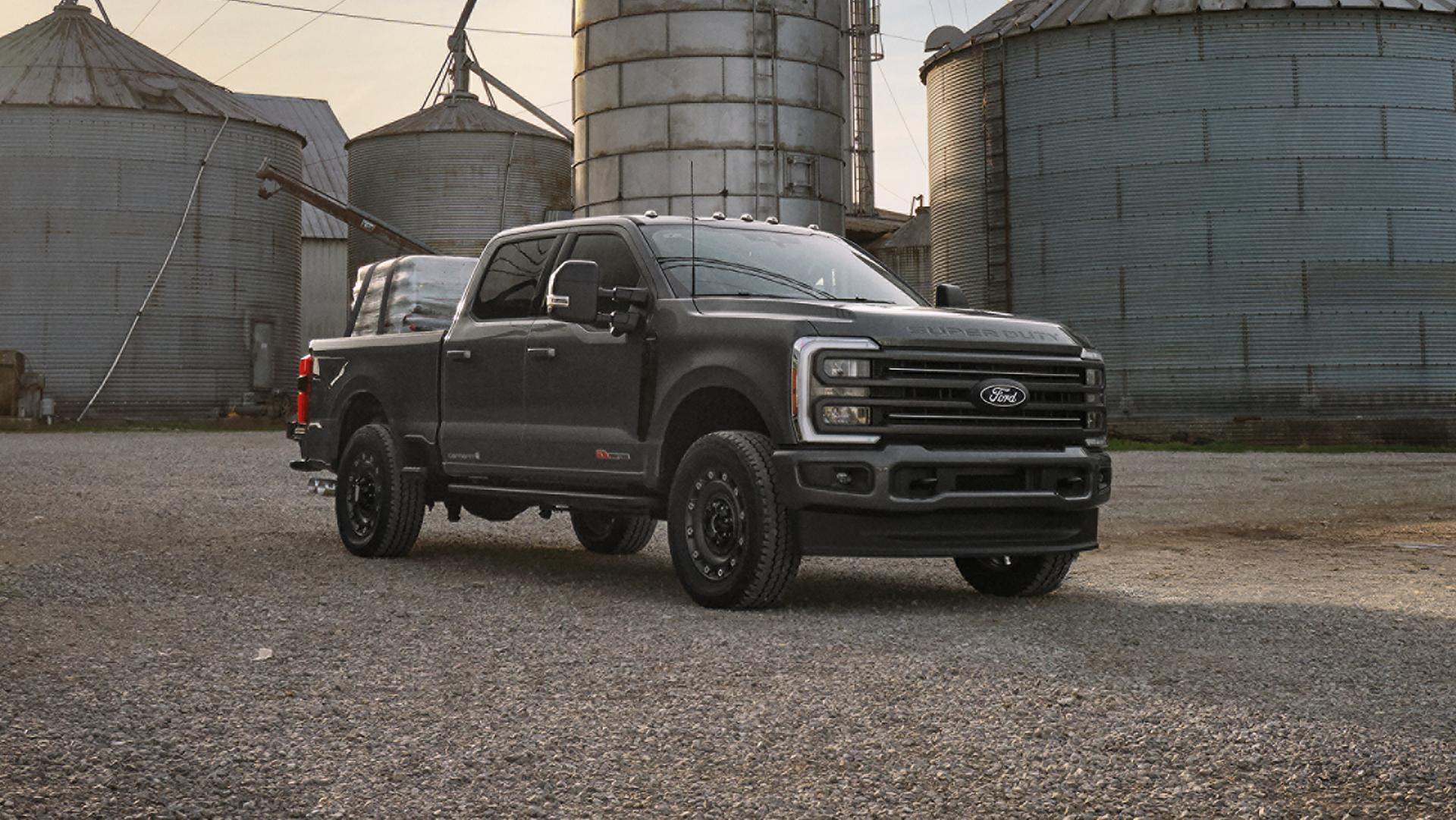 2027 Ford Super Duty® F-350® XLT model with the Super Duty Carhartt® Package parked on a construction site