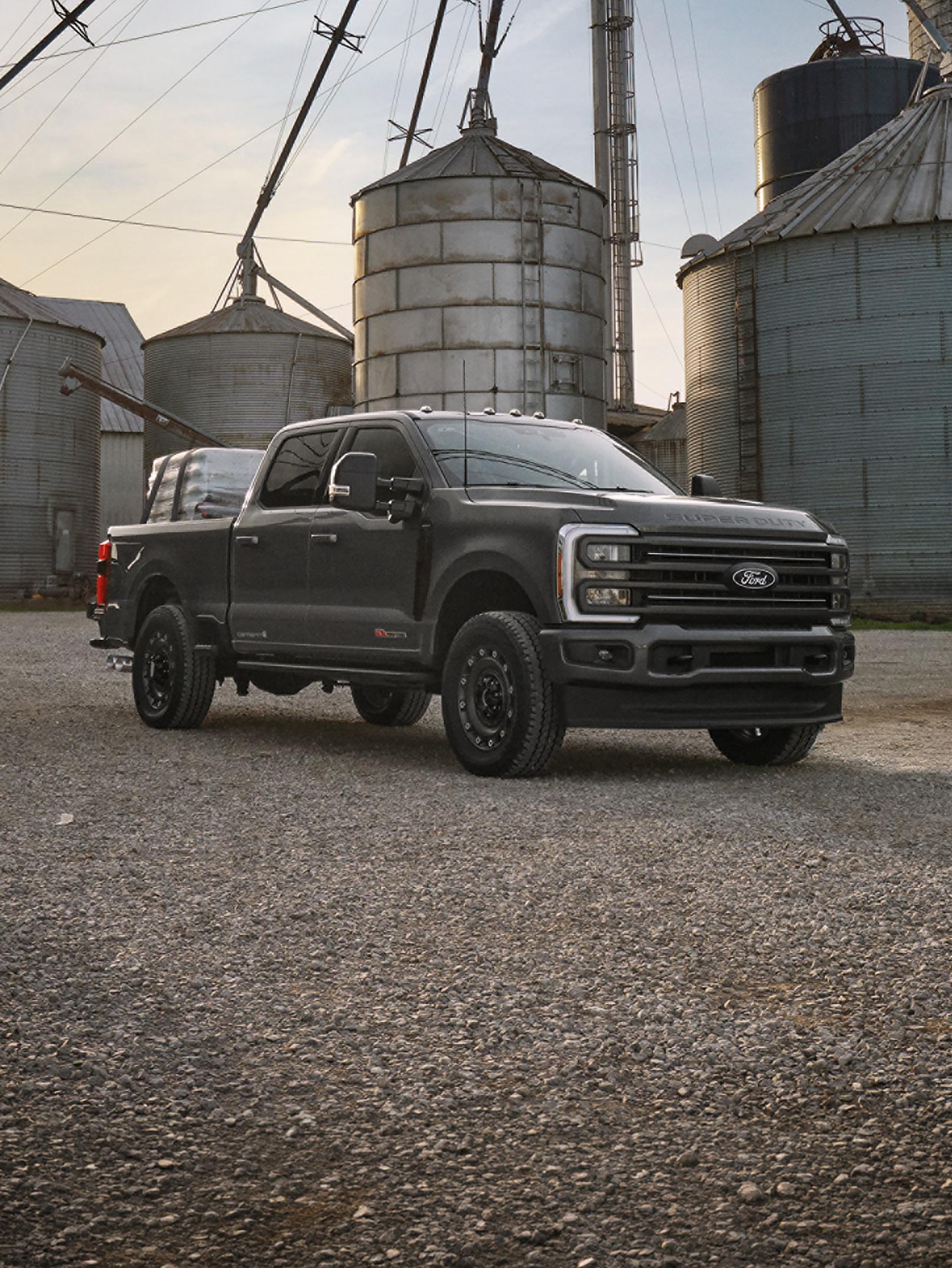 2027 Ford Super Duty® F-350® XLT model with the Super Duty Carhartt® Package parked on a construction site