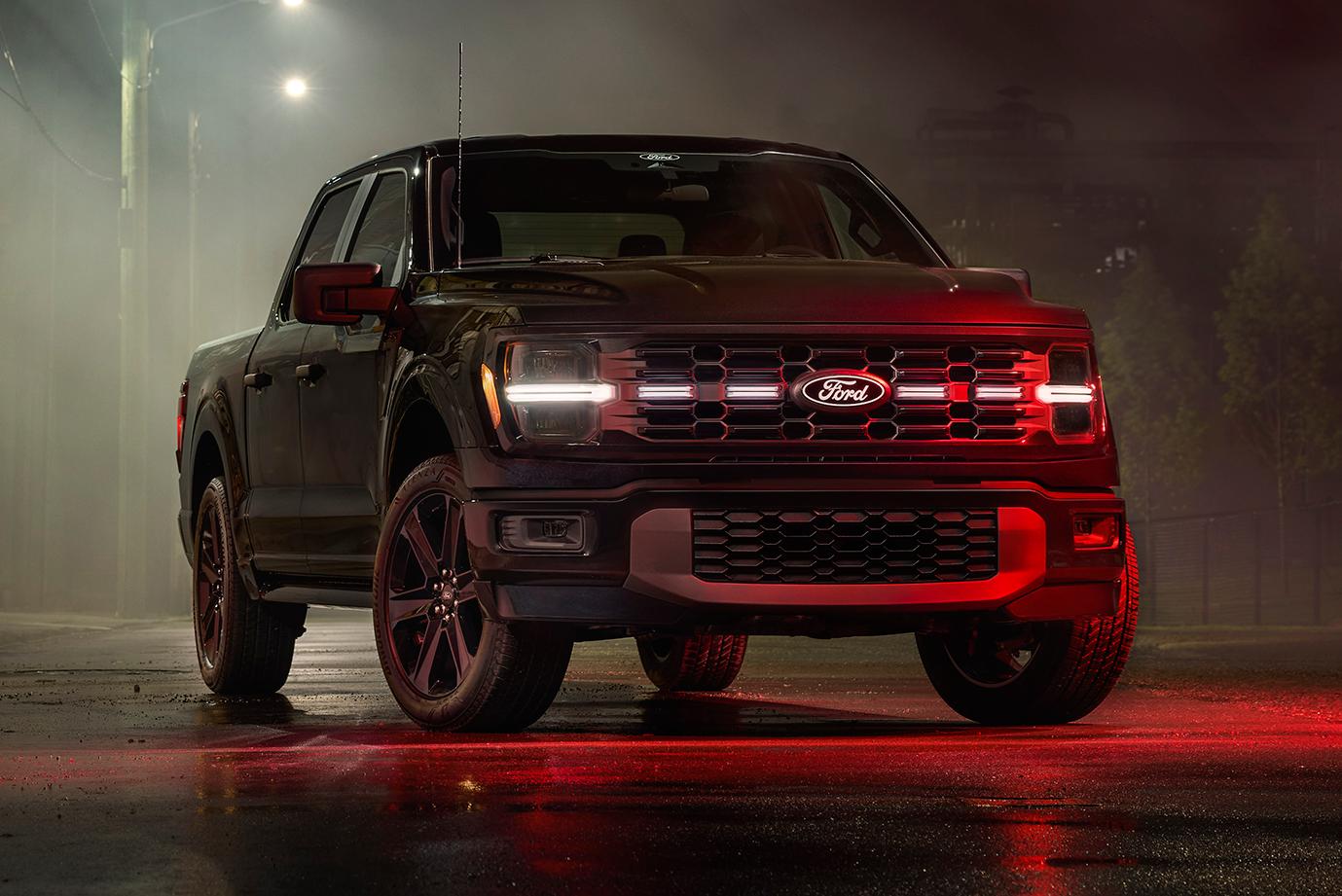 2026 Ford F-150® Lobo Package pickup parked under a street light at night