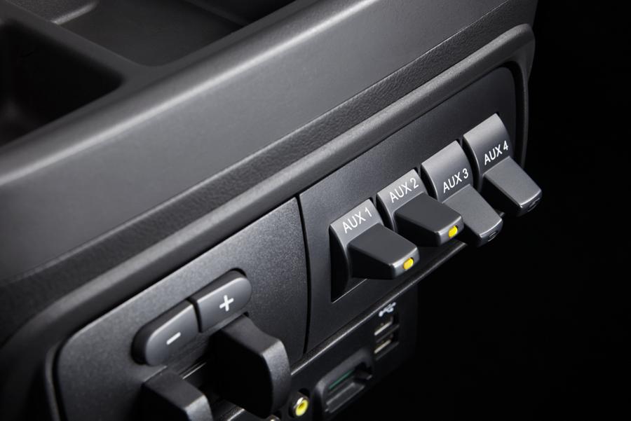 Close-up of high-capacity upfitter switches