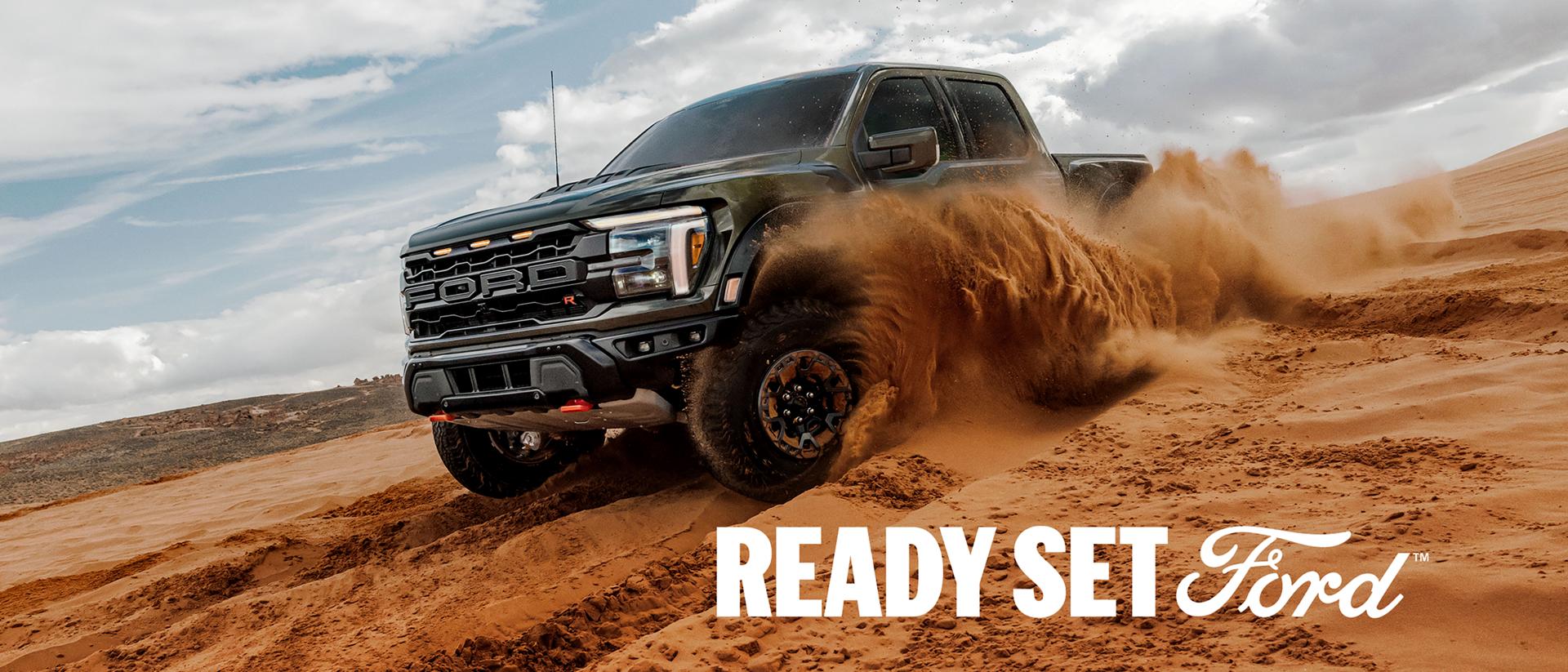 The Ford F-150® Raptor truck plays in the sand