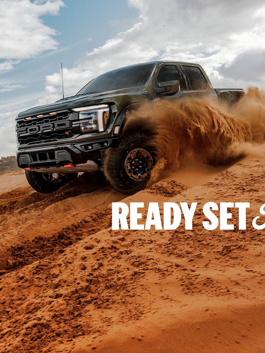 The Ford F-150® Raptor truck plays in the sand