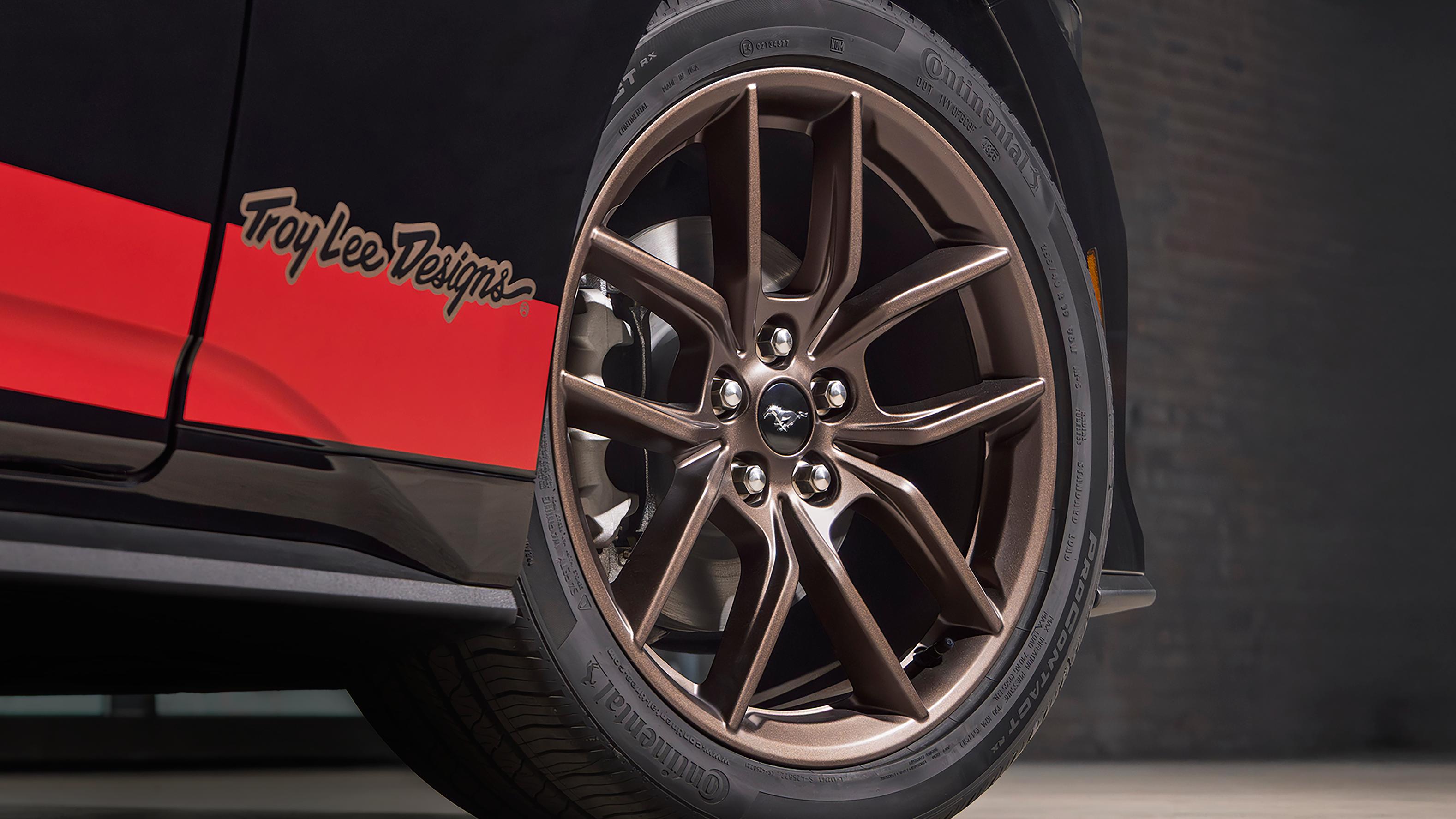 2026 Ford Mustang® TLD™ Signature Edition 19-inch x 8.5-inch Sinister Bronze wheel and bodyside accent stripe graphic