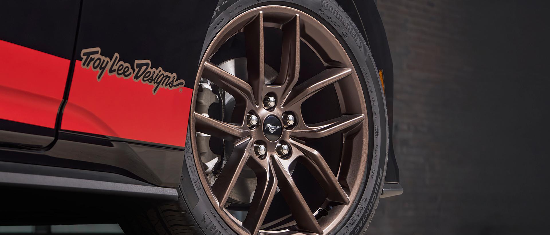 2026 Ford Mustang® TLD™ Signature Edition 19-inch x 8.5-inch Sinister Bronze wheel and bodyside accent stripe graphic
