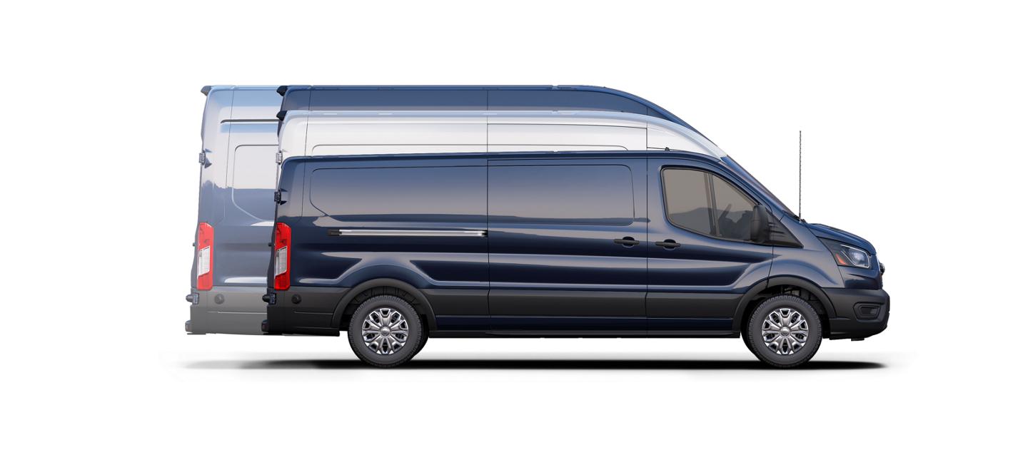 Side visual showing various lengths and heights across the 2025 Ford E-Transit™ lineup