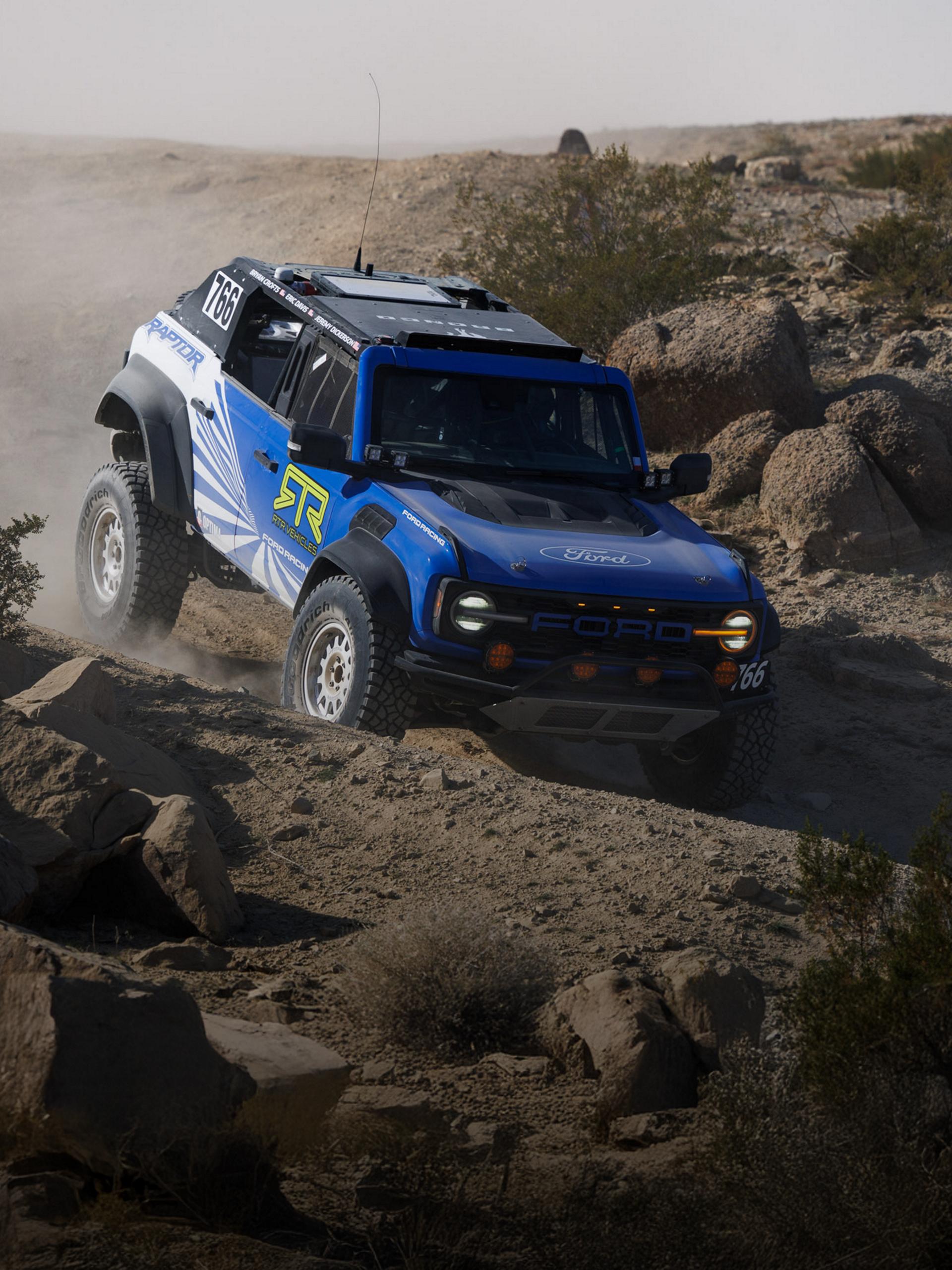 A Ford Ranger® Raptor® competing in an off-road race