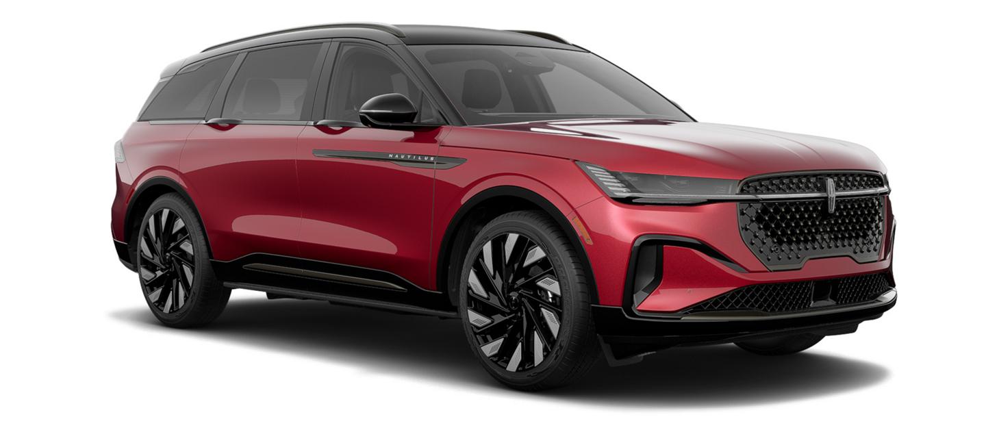 Un modèle Lincoln Nautilus Ultra 2025 présenté en couleur tapis rouge à coût supplémentaire avec l’ensemble décor Jet en option
